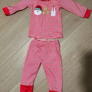 Festive Red Striped Kids Pajamas